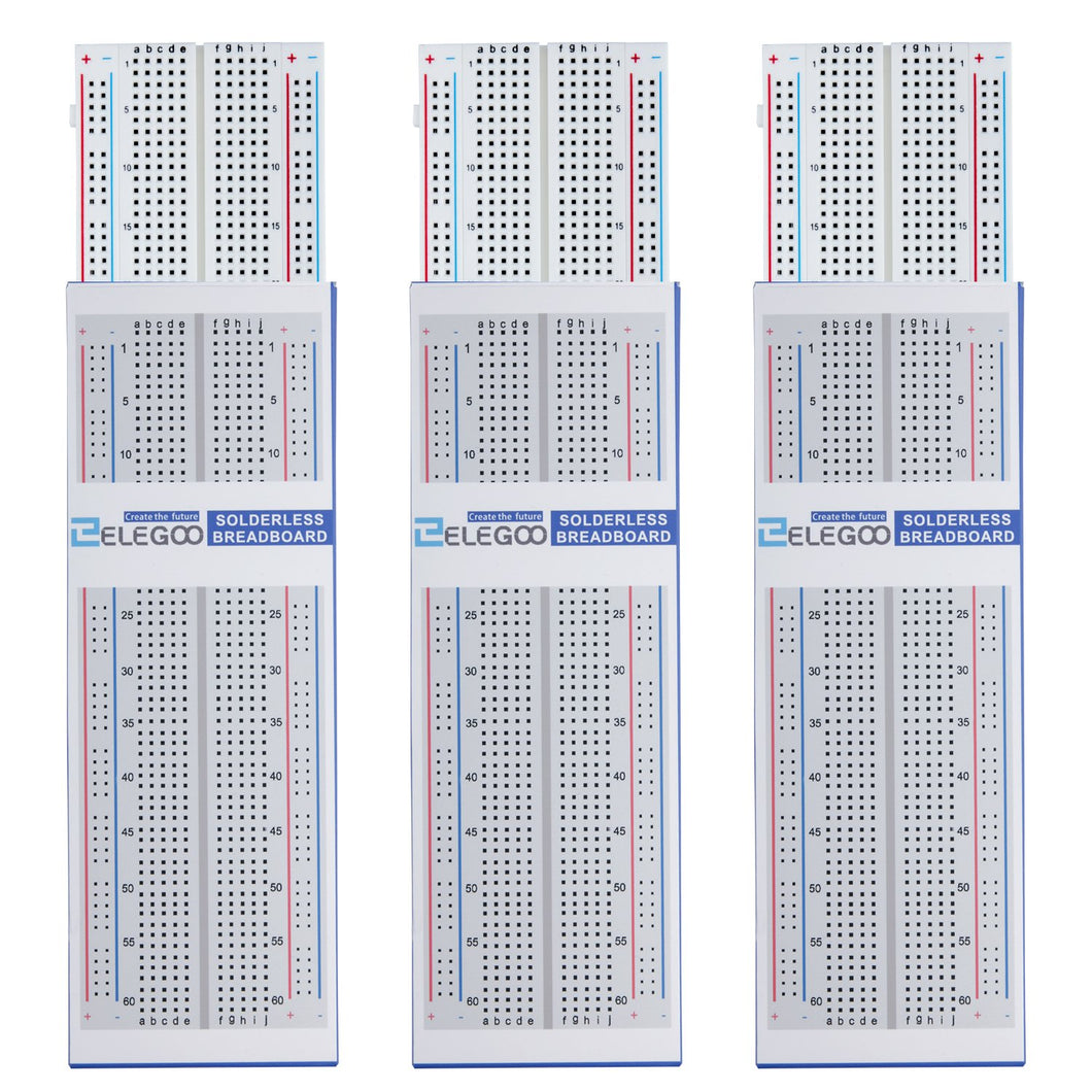 Elegoo 3pcs MB-102 Breadboard con 830 Punti Senza Set 1 (830 points X 3) - Ilgrandebazar