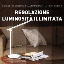 Carica l'immagine nel visualizzatore di Gallery, Lampada da Scrivania a LED Senza fili, ATSUI Lampada da Tavolo Protezione Agli Occhi, Touch Control, Regolazione Luminosità ILLIMITATA, 3 Colori di Luce, Funzione Memoria, Risparmio Energetico, Bianco