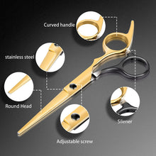 Carica l'immagine nel visualizzatore di Gallery, Serda-Run Forbici Parrucchiere Professionali Kit, Forbici Per Sfoltire I Capelli, Forbici Barba/ Testurizzare Set Di Forbici Per Parrucchieri Professionali Per La Casa (Nero-Oro)