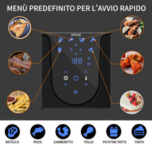 Carica l&#39;immagine nel visualizzatore di Gallery, VPCOK Friggitrice ad Aria Calda con 6 Diversi Programmi di Cottura, Friggitrice ad Aria Senza Olio, Air Fryer Multifunzione 3,5 L, 1500 W Airfryer con LED Touch Screen Senza BPA&amp;PFOA