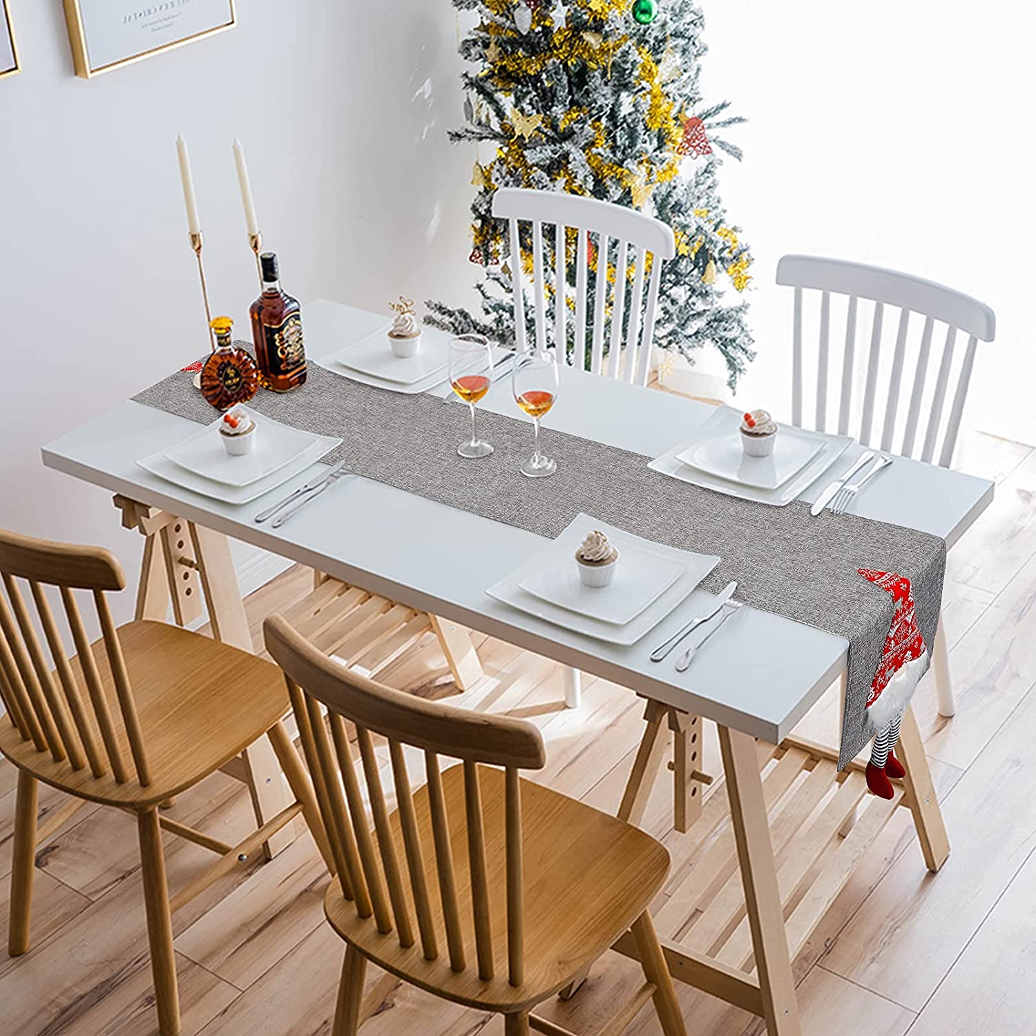 Betylifoy Runner da Tavola di Natale Gambe Lunghe Gnomi di Babbo Natale Betylifoy Runner da Tavola di Natale Gambe Lunghe Gnomi di Babbo Natale