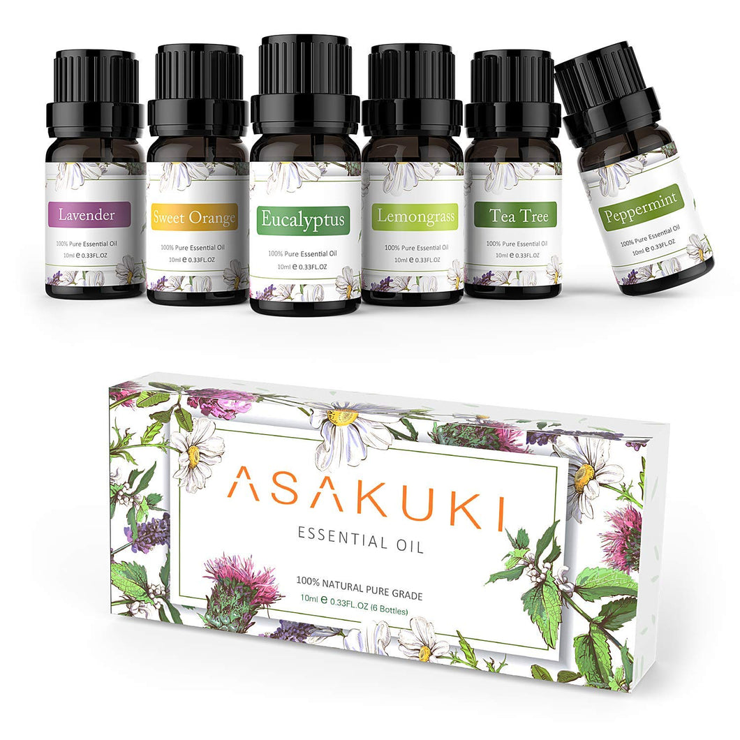ASAKUKI Olio Essenziale 6 Set di Aromaterapia lavanda,... - Ilgrandebazar