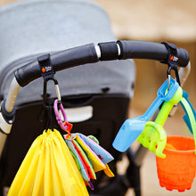 Carica l&#39;immagine nel visualizzatore di Gallery, Ganci per Passeggino, Baby Uma - Appendi la spesa &amp; le borse in tutta sicurezza sulla tua Carrozzina o sul Passeggino. Taglia universale, Nero, pacco da 2