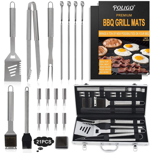 POLIGO 21 Pezzi Campeggio all'aperto Kit Accessori Set da 21 pezzi, Argento - Ilgrandebazar
