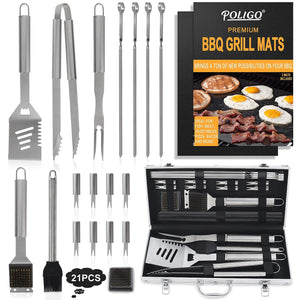 POLIGO 21 Pezzi Campeggio all'aperto Kit Accessori Set da 21 pezzi, Argento - Ilgrandebazar
