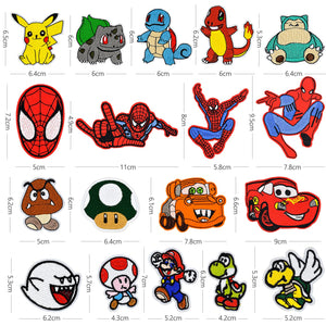 18 Pezzi Toppe Termoadesive Bambini Adulti Toppe per Vestiti con Super Mario Spiderman Toppa Termoadesiva per Tessuti per Pantaloni Zaini Giacche