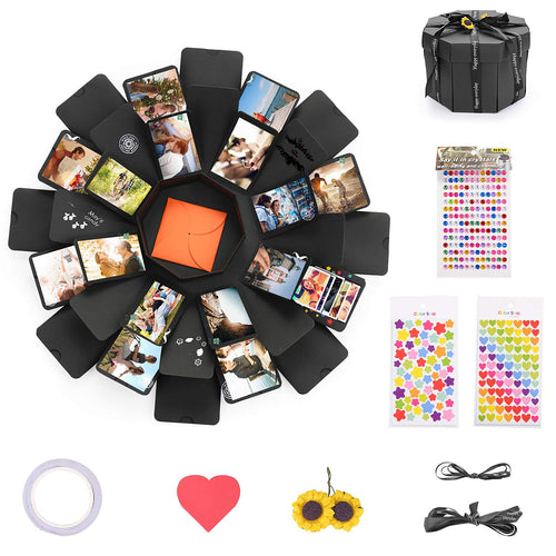 KATELUO Esplosione Box Scrapbook Creative DIY Photo Album,La Confezione Nero - Ilgrandebazar