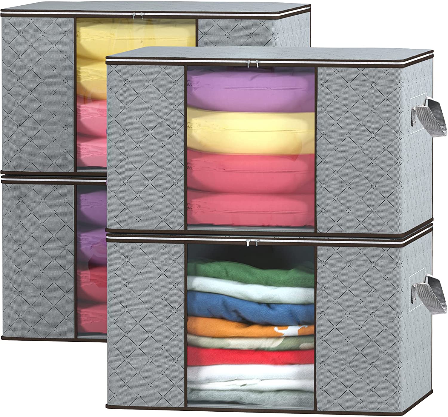 Set 4 Scatole Armadio Salvaspazio GoMaihe - Porta Abiti, Trapunte, Pieghevoli, Grigio - Foto 12