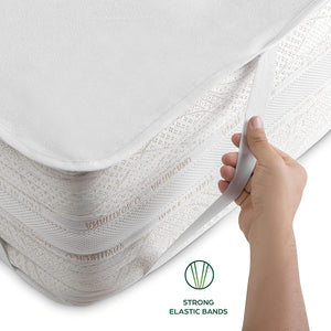 Coprimaterasso Matrimoniale Impermeabile 160x200 cm Lenzuolo in Cotone Cerata per Letto Protezione Salva Materasso Traversa Traspirante Antiacaro Anallergico Lavabile in Lavatrice con 4 Elastici
