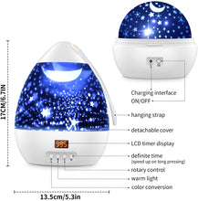 Carica l&#39;immagine nel visualizzatore di Gallery, Proiettore Stelle Soffitto Romantica Luce Notturna del Cielo Stellato con Timer, 17 Modalità Colore di Proiezione, 360° Rotazione Lampada da Comodino Camera da Letto, Regalo per Bambini Neonati-Bianco