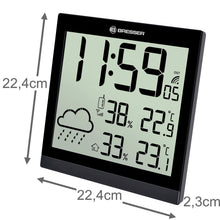 Carica l&#39;immagine nel visualizzatore di Gallery, Bresser Orologio da Parete Meteorologico Temeotrend JC LCD Nero - Ilgrandebazar