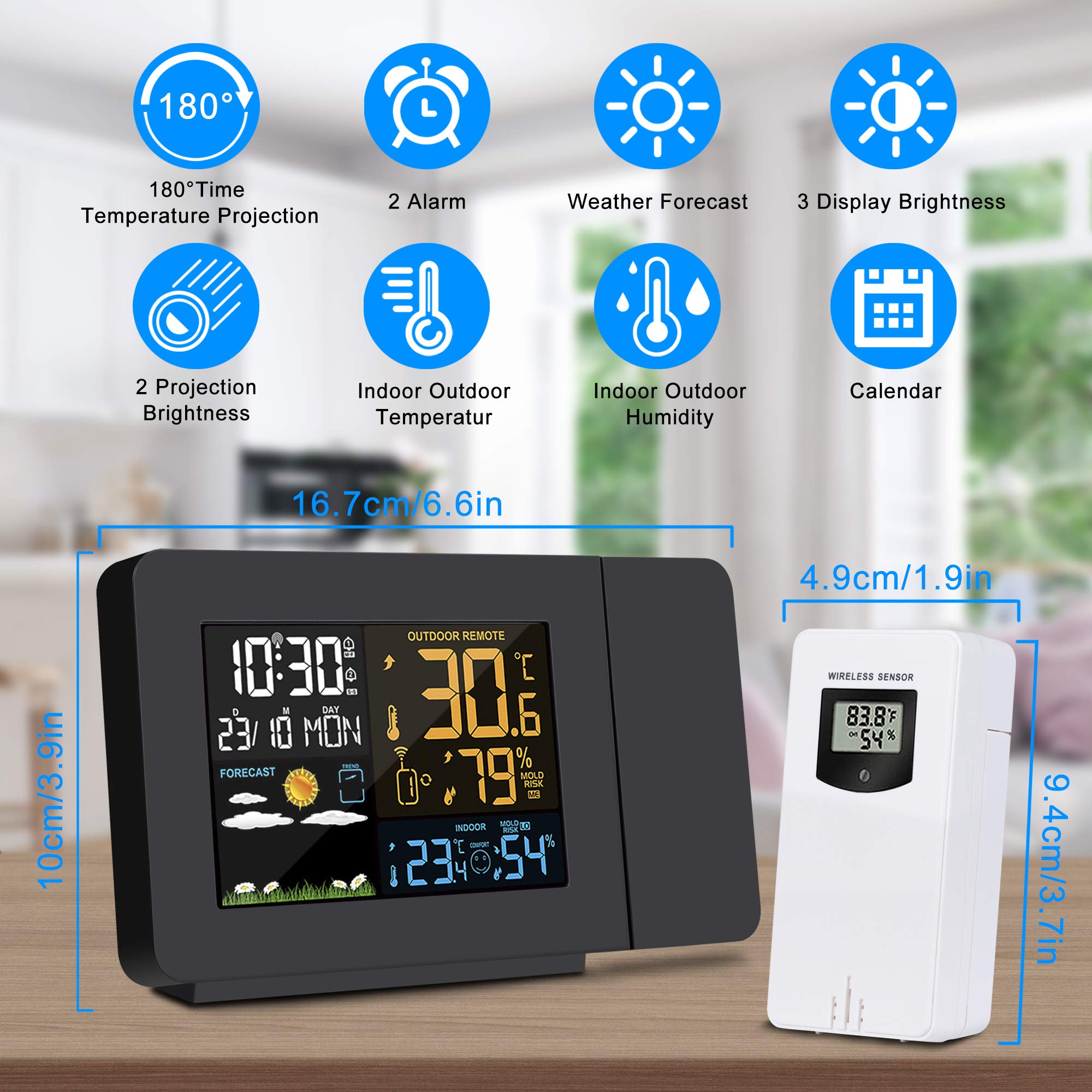 Sveglia Con Proiettore Da Soffitto, Orologio Digitale Con Proiettore A 180 Sveglia Con Proiezione Con Temperatura Snooze Modalita Notturna Display 12h24h Luminosita Regolabile Orologio Digital 89019281 Sveglia Con Proiettore Da Soffitto, Orologio Digitale Con Proiettore A 180 Sveglia Con Proiezione Con Temperatura Snooze Modalita Notturna Display 12h24h Luminosita Regolabile Orologio Digital 89019281
