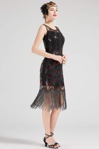 Coucoland 1920s abito da donna pavone modello Flapper S, Nero Multicolore - Ilgrandebazar