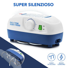 Carica l'immagine nel visualizzatore di Gallery, AIESI® Materasso Antidecubito a bolle d'aria con compressore regolabile a ciclo alternato DOCTOR MATTRESS, 130 Celle, Portata 150 Kg, Super-silenzioso, Ganci in acciaio, Garanzia Italia 24 mesi