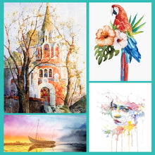 Carica l&#39;immagine nel visualizzatore di Gallery, Carta acquerello,30 fogli disegno acquerello carta 300 gsm A4 Carta per acquerello Carta, Senza acidi Carta stampata a freddo per pittura ad acquerello e tecnica mista, bianco