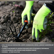 Carica l&#39;immagine nel visualizzatore di Gallery, Vgo 30 paia guanti da lavoro e giardinaggio in PU, 7/S, Verde Fluorescence