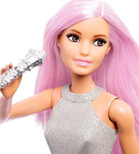 Carica l&#39;immagine nel visualizzatore di Gallery, Barbie Carriere Pop Star con Microfono, Bambola Capelli Rosa e Abiti Argento, Giocattolo per bambini 3+ Anni, FXN98