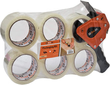 Carica l'immagine nel visualizzatore di Gallery, Brackit - Nastro di imballaggio trasparente con dispenser, 48 mm x 66 mm, confezione da 6 rotoli – robusto nastro da imballaggio per uso regolare o spostamento