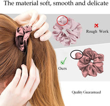 Carica l&#39;immagine nel visualizzatore di Gallery, JeoPoom Elastico Capelli Vera Seta 11mm, Scrunchies Fasce per Capelli Elastici Fascette per Capelli Porta coda di Cavallo per Accessori per Capelli per Donne e Ragazze(Rosa&amp;Bianco)