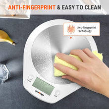 Carica l'immagine nel visualizzatore di Gallery, ACCUWEIGHT Bilancia Digitale da Cucina Bilance Alimenti Elettronica con Piattaforma in Acciaio Inossidabile per Pesa Cibo, Alta Precisione da 1g a 5 kg, Bianco Bianca
