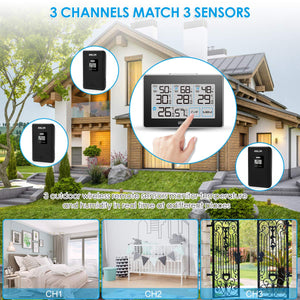 FOCHEA Stazione Meteorologica con 3 Sensore Esterno, Meteo Wireless... - Ilgrandebazar