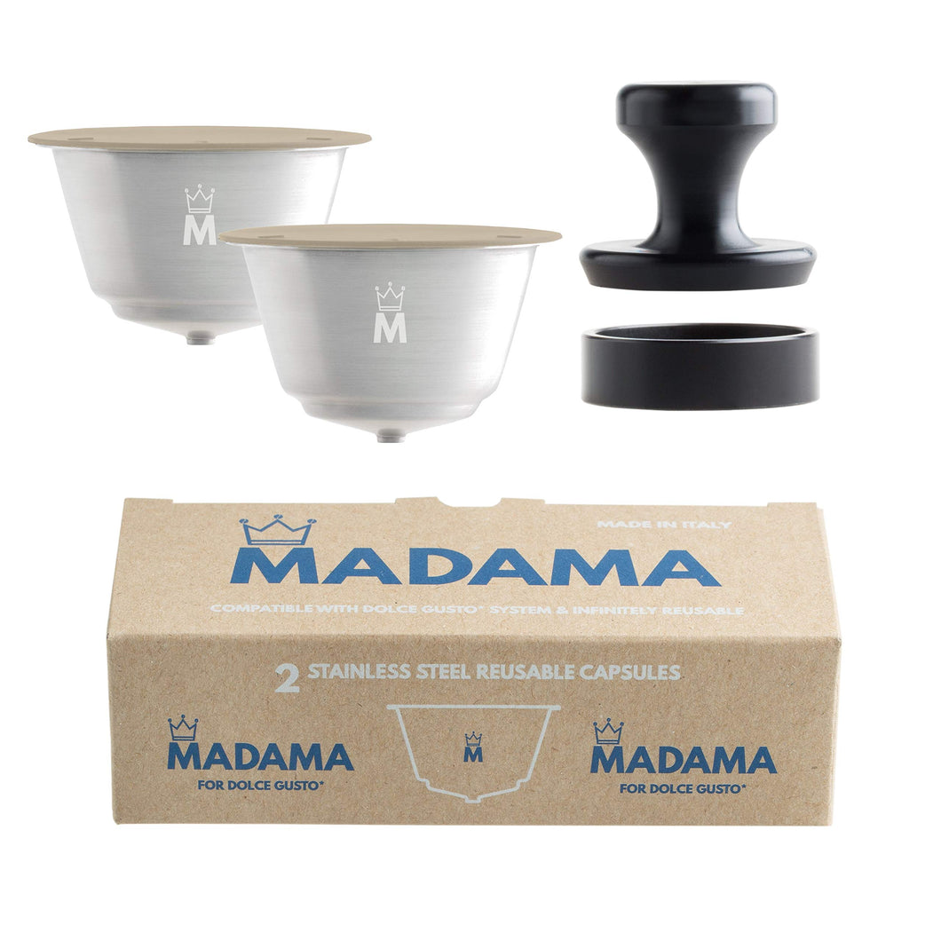 Madama - Capsule Caffè Ricaricabili Dolce Gusto, Acciao E Beige - Ilgrandebazar