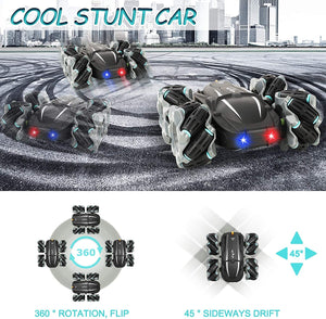 ARANEE Macchina Telecomandata, 4WD RC Auto Telecomando 360° Drift Stunt Veicolo Ricaricabile Elf con Luci Fredde, Sterzo Flessibile, RC Stunt Car per Bambini