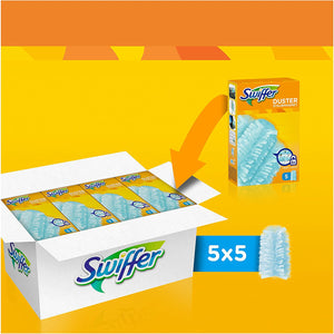 Swiffer Duster Piumini Cattura Polvere, 25 Panni, Cattura e Intrappola Polvere e Sporco, Ottimo per I peli di Animale, Per Tutte le Superfici, Maxi Formato
