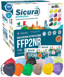 48 Mascherine FFP2 Colorate Made In Italy - CE BFE ≥99% Mix 12 Colori - Foto 4