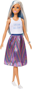Barbie Fashionista, Bambola Bionda con Maglietta Stampa e Gonna Pailletes, Giocattolo per Bambini 3+ anni, FXL52