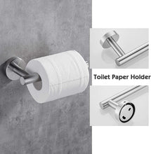 Carica l&#39;immagine nel visualizzatore di Gallery, Hoomtaook Set da bagno 304 Portasciugamani in Acciaio Inossidabile per Bagni 3 in 1 Portasciugamani Porta Carta Igienica a Parete Finitura Spazzolata Installazione Trapano Superficiale Argento