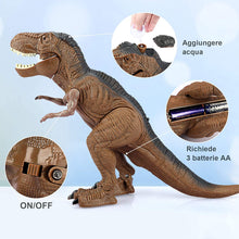 Carica l'immagine nel visualizzatore di Gallery, Baztoy Dinosauro Telecomandato Giocattolo - Giochi Animali T Rex Drago Gadget con funzione Spruzzare e Suoni per Bambini Educativi Compleanno Natale Regali Ragazzi Ragazze 3 4 5 6 7 8 9 10 11 12 Anni Marrone