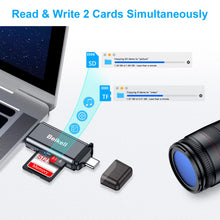 Carica l&#39;immagine nel visualizzatore di Gallery, Beikell Lettore di Schede SD, [ Supporto OTG ] Alta Velocità Adattatore USB 3.0 Tipo C Lettori Schede di Memoria con Portachiavi per MMC/Micro SD/TF/SDXC/SDHC/Micro SDHC/Micro SDXC