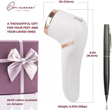 Carica l&#39;immagine nel visualizzatore di Gallery, Own Harmony Roll Pedicure Elettrico Ricaricabile CR2100 - Cura dei Piedi Attrezzi Professionale per Talloni Screpolati e Pelle Secca - Potente Lima Elettrica per Calli e Duroni con 3 Rulli (Cavo USB)