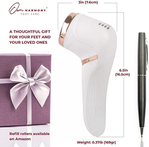 Own Harmony Roll Pedicure Elettrico Ricaricabile CR2100 - Cura dei Piedi Attrezzi Professionale per Talloni Screpolati e Pelle Secca - Potente Lima Elettrica per Calli e Duroni con 3 Rulli (Cavo USB)