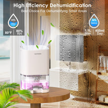 Carica l'immagine nel visualizzatore di Gallery, Deumidificatore Casa SUPOOBE Deumidificatore Portatile 1100ML -Muffa e Umidità Silenzioso,Spegnimento Automatico,Luci LED 7 colori,Per la Casa,Bagno,Cabina Armadio,Auto