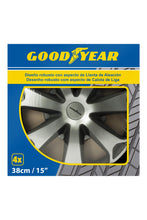 Carica l&#39;immagine nel visualizzatore di Gallery, Goodyear GOD9043 Set di 4 Copricerchi Daytona, 15&quot;, Argento/Nero - Ilgrandebazar