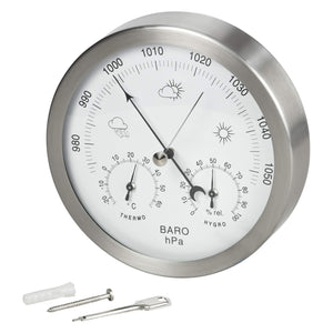 Gardenmate Stazione Meteo Analogica 3In1 Telaio in Acciaio Inox Ø 14 Silver