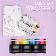 Carica l&#39;immagine nel visualizzatore di Gallery, 40 Pennarelli per Tessuti e Stoffa - Colori per Tessuti Atossici, Indelebili e Permanenti a Punta Fine - Ideali per Magliette, Borse in Stoffa e altri Tessuti - Per Bambini e Adulti