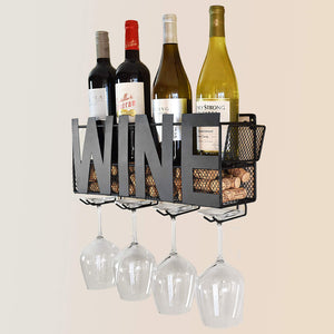 Thetford Design - Portabottiglie da parete in metallo con 4 supporti per... - Ilgrandebazar