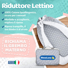 Carica l&#39;immagine nel visualizzatore di Gallery, AlmaLuna | Riduttore Lettino Neonato - Riduttore Culla - 100% Cotone - Nido Da Viaggio - Lavabile In Lavatrice - Cuscino Sfoderabile