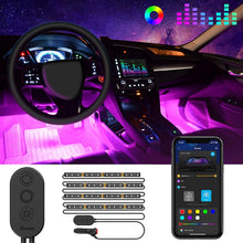 Carica l&#39;immagine nel visualizzatore di Gallery, Striscia LED Auto con APP, Govee Luci LED Interne per Auto con 48 LEDs 9 Colori Multicolore Impermeabile, Musica sotto il cruscotto Kit di illuminazione, Controllo APP, DC 12V