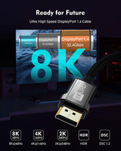 Carica l&#39;immagine nel visualizzatore di Gallery, Cavo Displayport 1.4 240Hz, Cavo DP 1.4 1M Supporto 8K@60Hz, 4K@144Hz, 2K@240Hz, HBR3 32.4Gbps, HDR, DSC 1.2, G-Sync &amp; Free-Sync, Silkland Display Port 1.4 per Gaming Monitor, Scheda Grafica