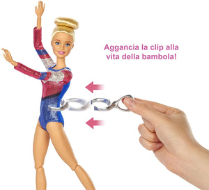 Barbie- Playset Ginnasta Bambola Snodabile con Bilanciere e Accessori Giocattolo per Bambini 3+ Anni, GJM72