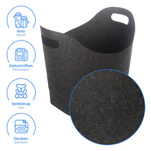 Carica l&#39;immagine nel visualizzatore di Gallery, ORA-TEC Cestino in feltro per legna da ardere, 45 x 24 x 40 45x24x40 cm, Nero - Ilgrandebazar