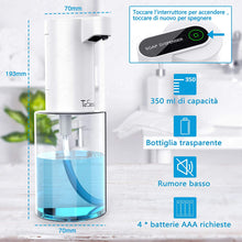 Carica l&#39;immagine nel visualizzatore di Gallery, TESECU Distributore di Sapone Automatico, Dosatore Sapone Mano Automatico Touchless sensore a infrarossi Dispenser di Sapone per Bagno Cucina - Compatibile per Mano Sanitiser
