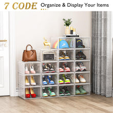 Carica l&#39;immagine nel visualizzatore di Gallery, 7 code Scatole per Scarpe, 6 Pezzi - Organizzatore di Scarpe Trasparente e Robusto con Porta Magnetica, Scatole di Stoccaggio Impilabili per Armadio, Contenitore per Sneaker e Stivali, Bianco
