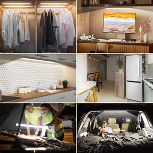 OUILA Luce Armadio LED, Armadio Led con Sensore di Movimento, Magnetica Ricaricabile Luce Led Sottopensile Dimmerabile Lampada per Cucina Scale Corridoio Soggiorno Bagno Camere da Letto (6000K)