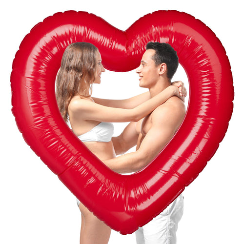 Relaxdays Galleggiante a Forma di Cuore, Decorazione Gonfiabile, rosso