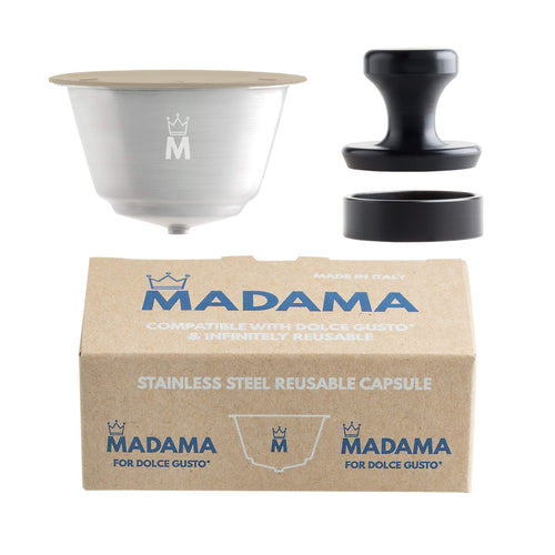 Madama - Capsula Caffè Ricaricabile Dolce Gusto, Acciao E Beige - Ilgrandebazar
